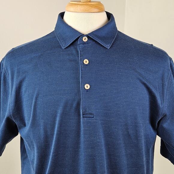 Peter Millar Men's Blue Polo Crown Ease Short-Sleeve Shirt | Large | FLAWS - Picture 2 of 16